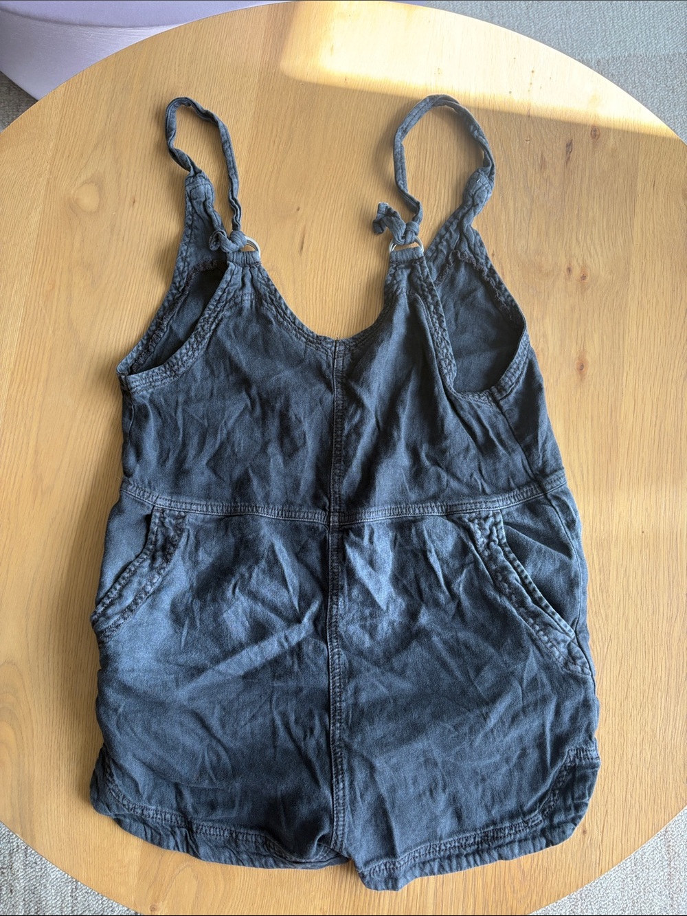 American Eagle Outfitters Charcoal Gray Denim Romper